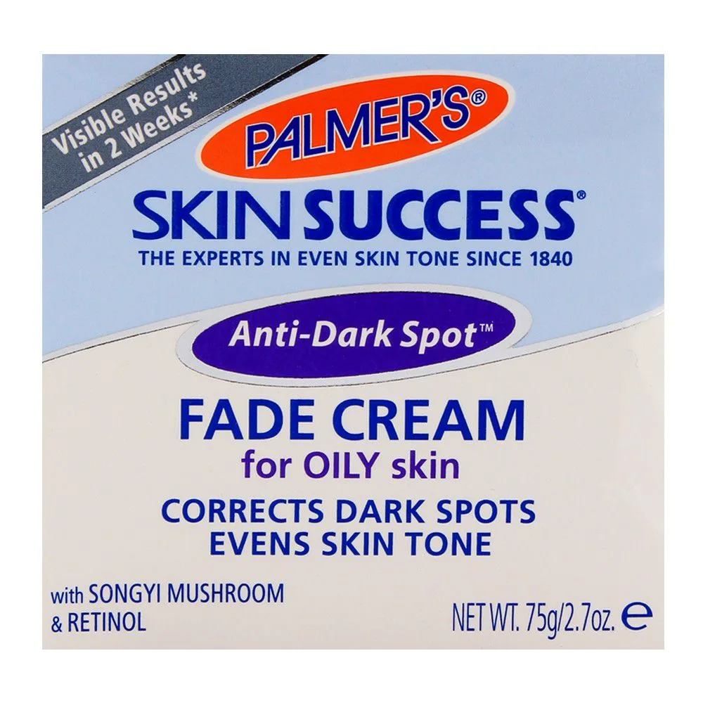 Side view of palmer's skin success fade cream oily skin 75g