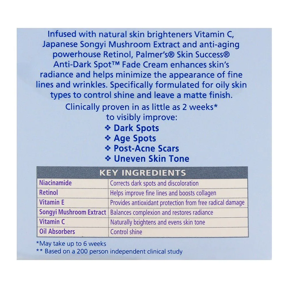 Comfortable casual palmer's skin success fade cream oily skin 75g