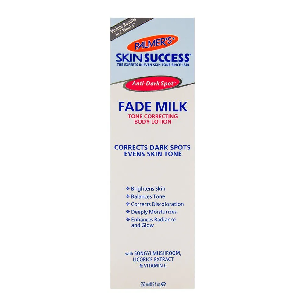 Side view of palmer's skin success fade milk 250ml