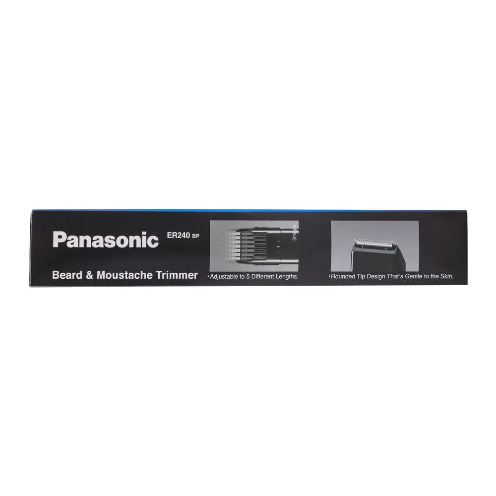 Close-up design of panasonic beard & moustache trimmer, battery operated, er240-bp