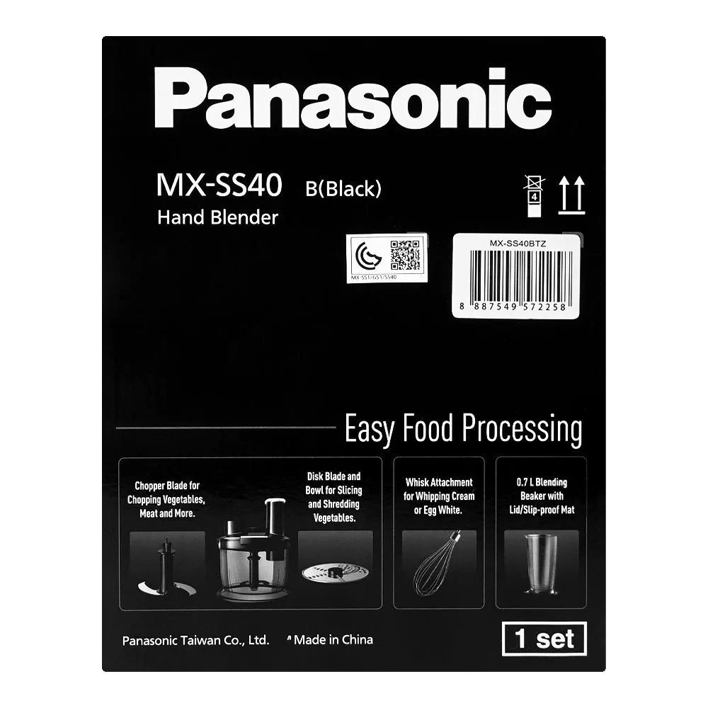 Close-up design of panasonic blender, 600w, black, mx-ss40