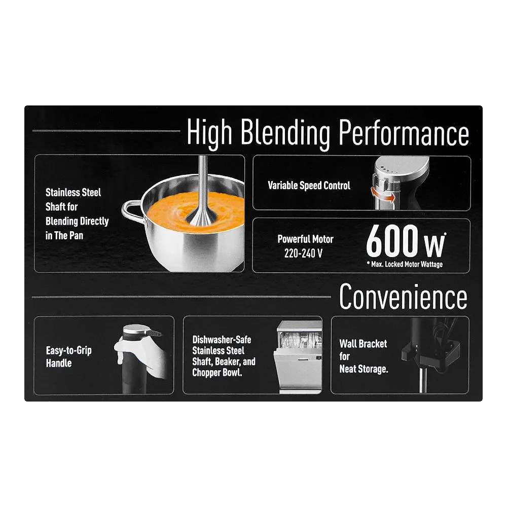 Premium everyday wear panasonic blender, 600w, black, mx-ss40
