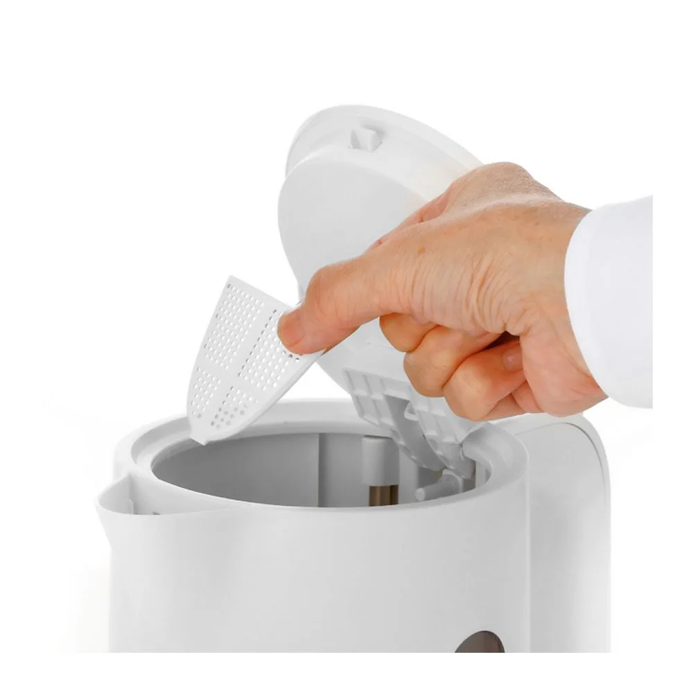 Side view of panasonic electric kettle, white, nc-k101