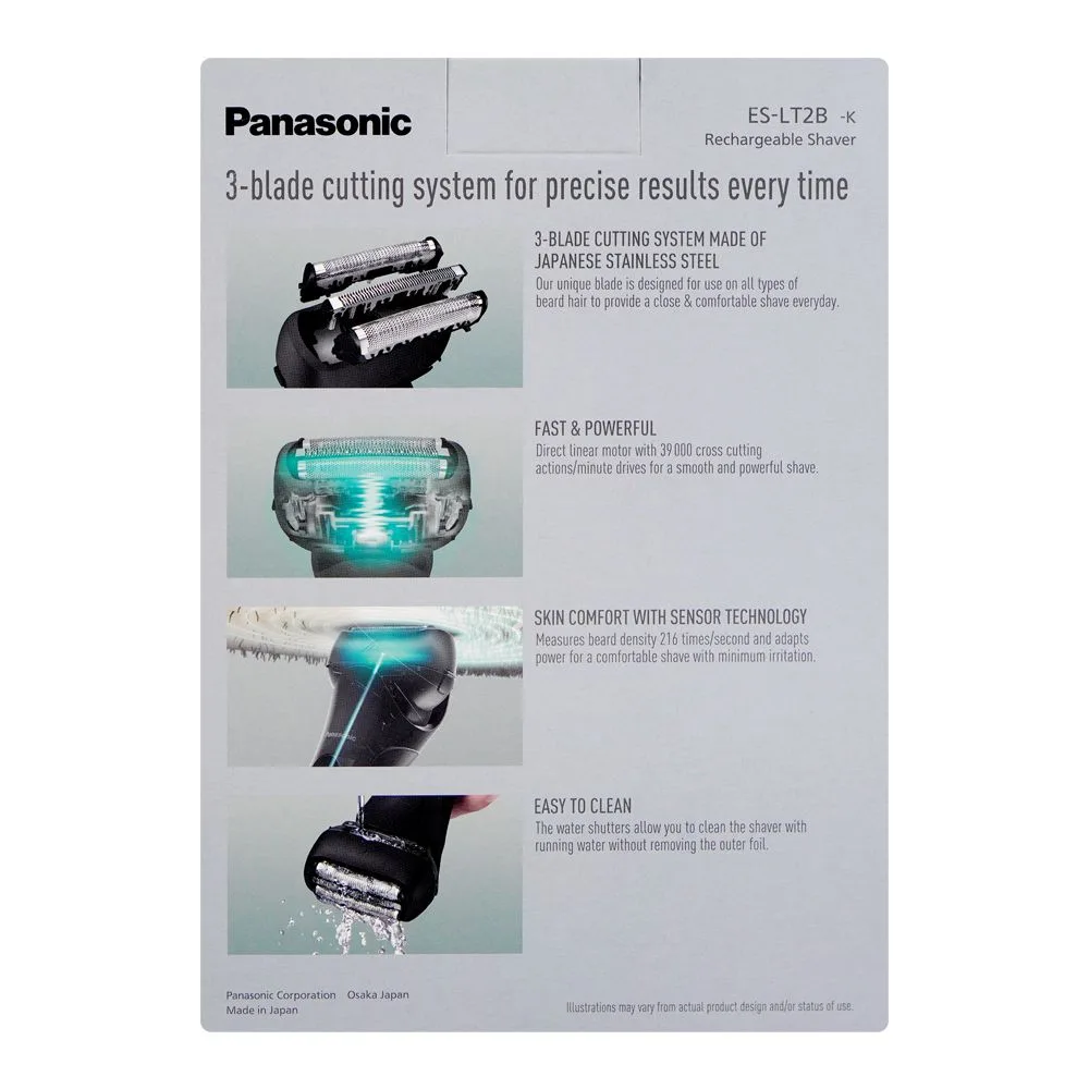 Comfortable casual panasonic wet & dry rechargeable shaver, es-lt2b-k