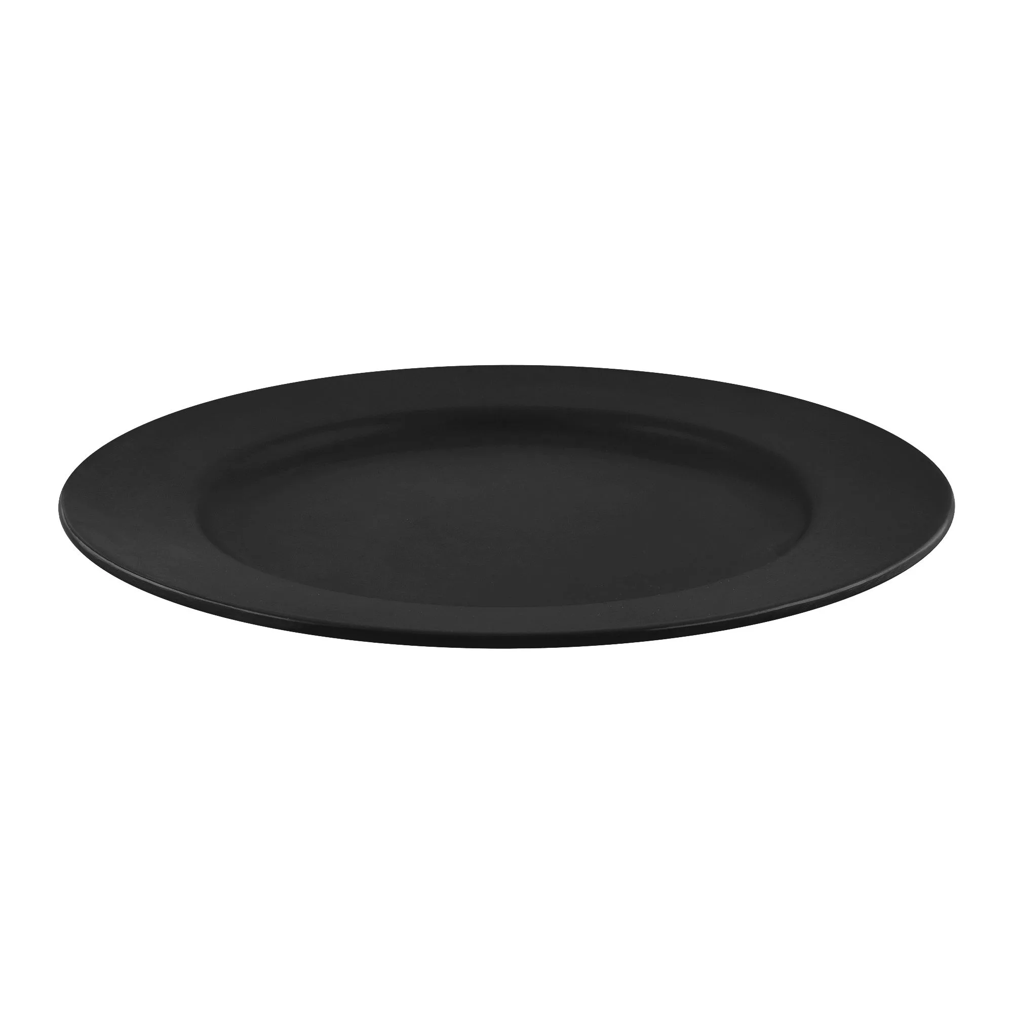 Side view of patex studios matt rice plate, black, 1-pack