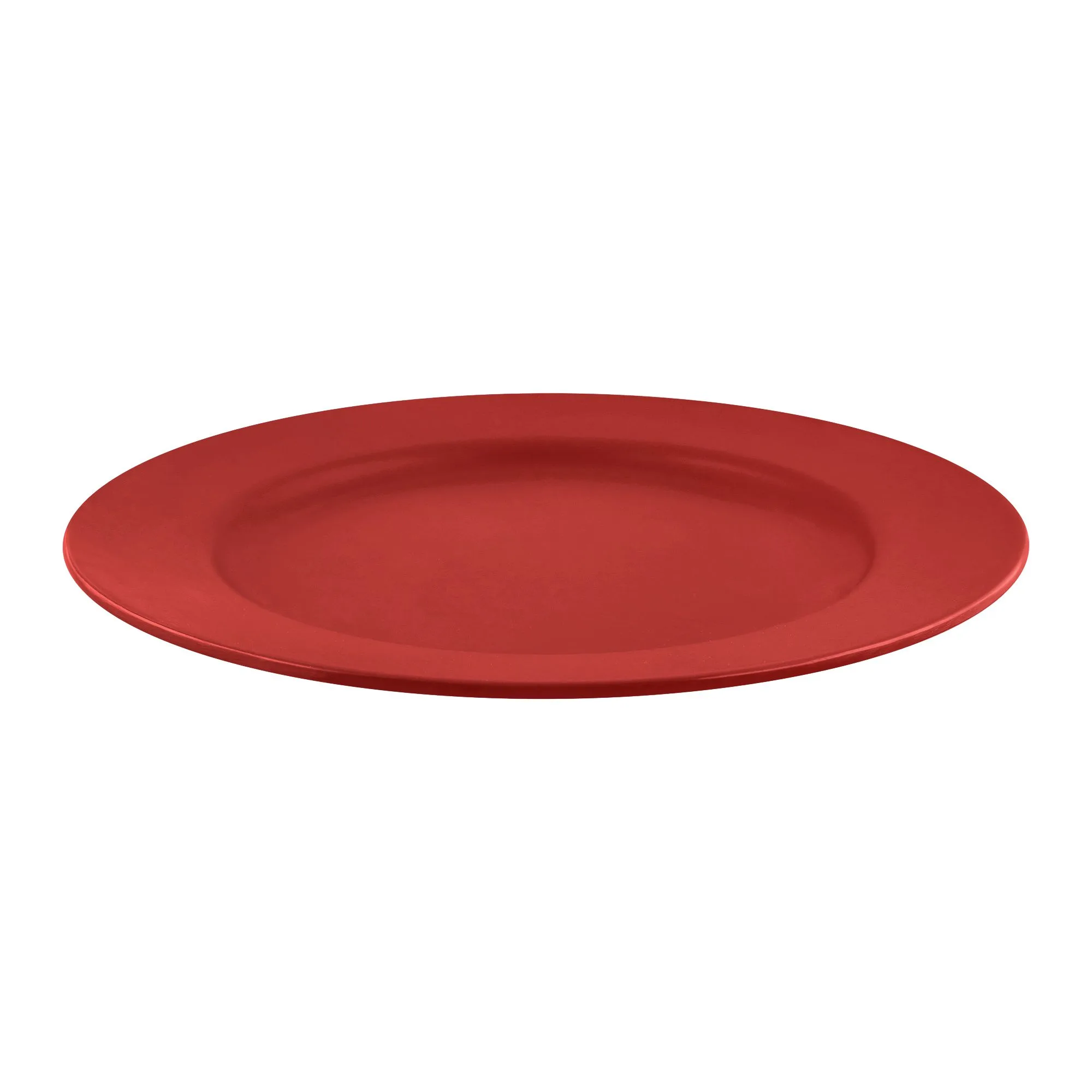 Side view of patex studios matt rice plate, red, 1-pack