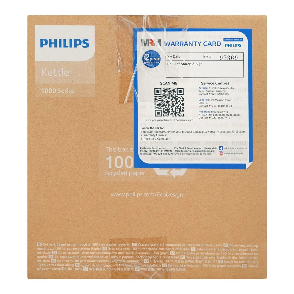 Comfortable casual philips 1000 series kettle, 1.7 liter, 1850-2200w, 220-240v, hd-9314/90