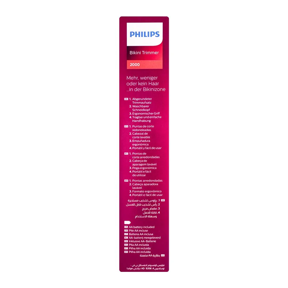 Close-up design of philips 2000 bikini trimmer, brt383/15
