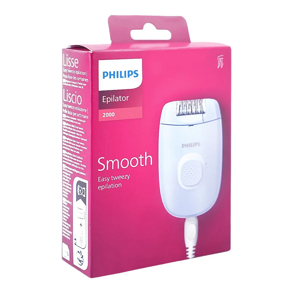 Side view of philips 2000 epilator, blue, bre228/00