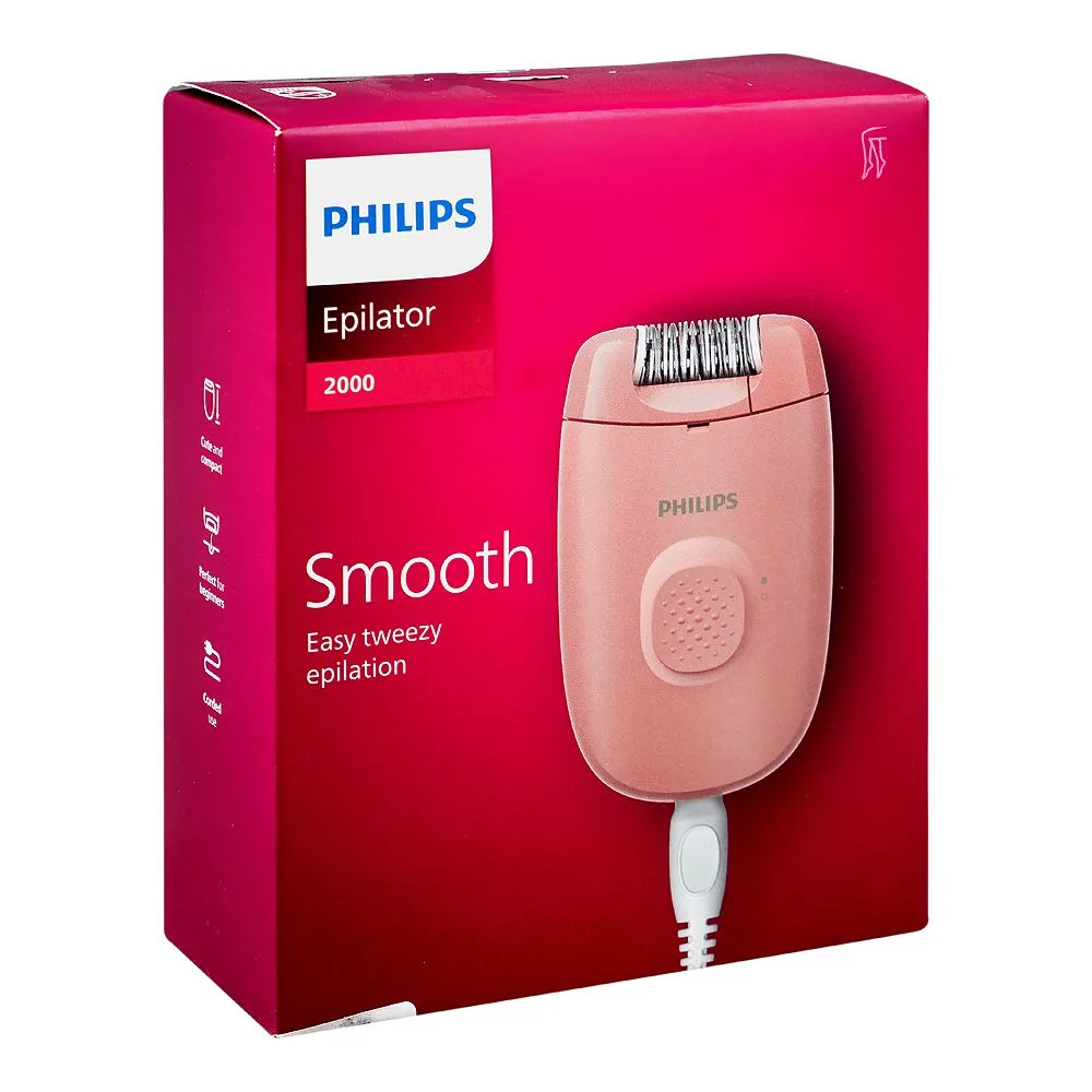 Side view of philips 2000 epilator, pink, bre229/00
