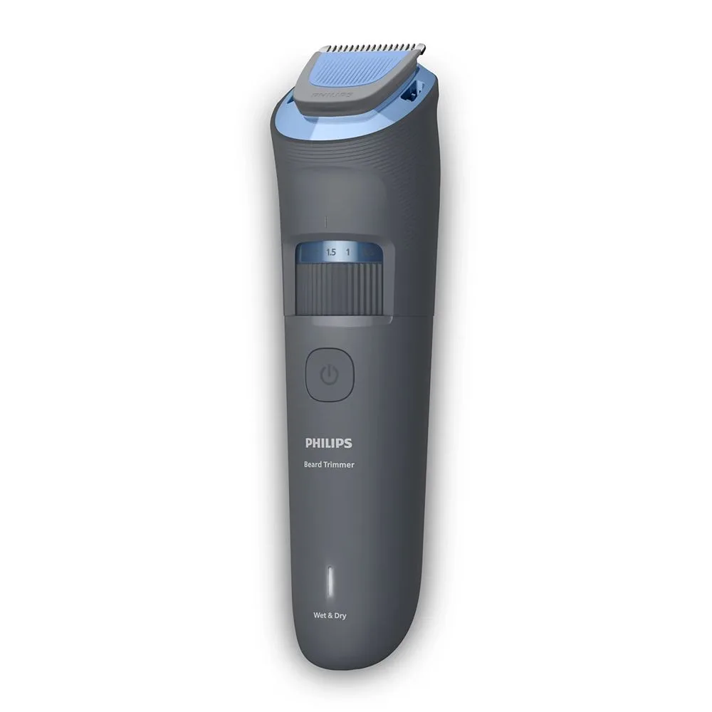 Side view of philips 3000 series beard trimmer, water resistant, 60 minutes runtime, bt-3617/15