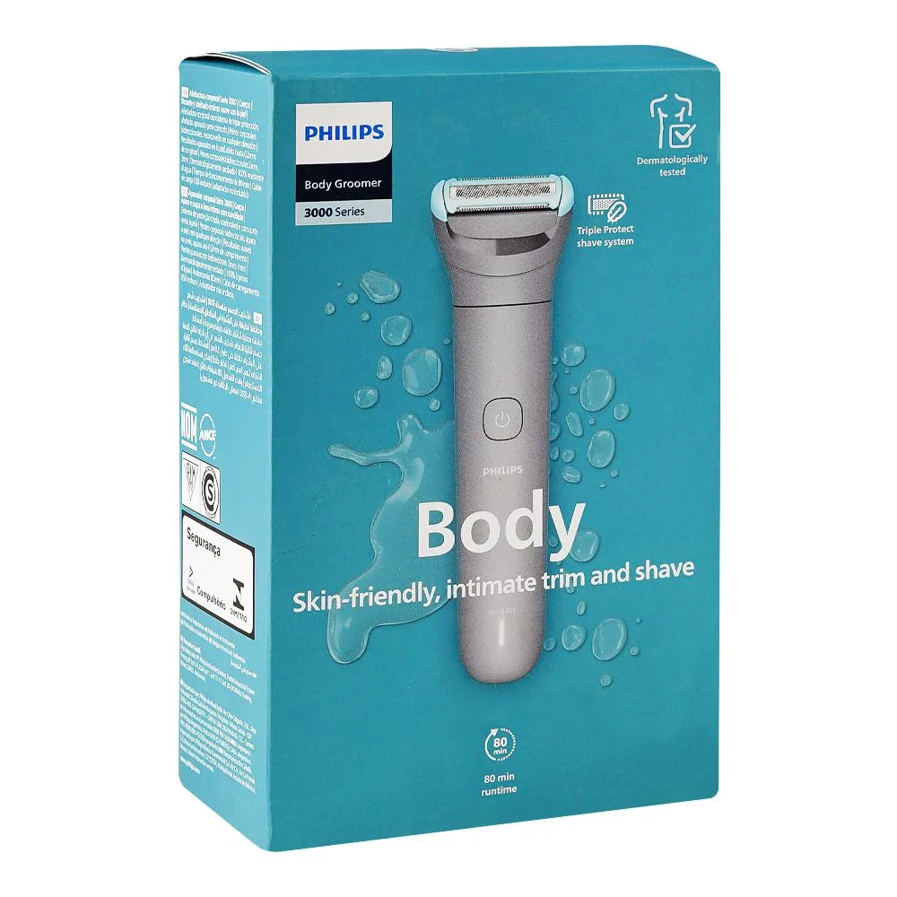 Premium everyday wear philips 3000 series body groomer, 80 minutes run time, bg3480/15