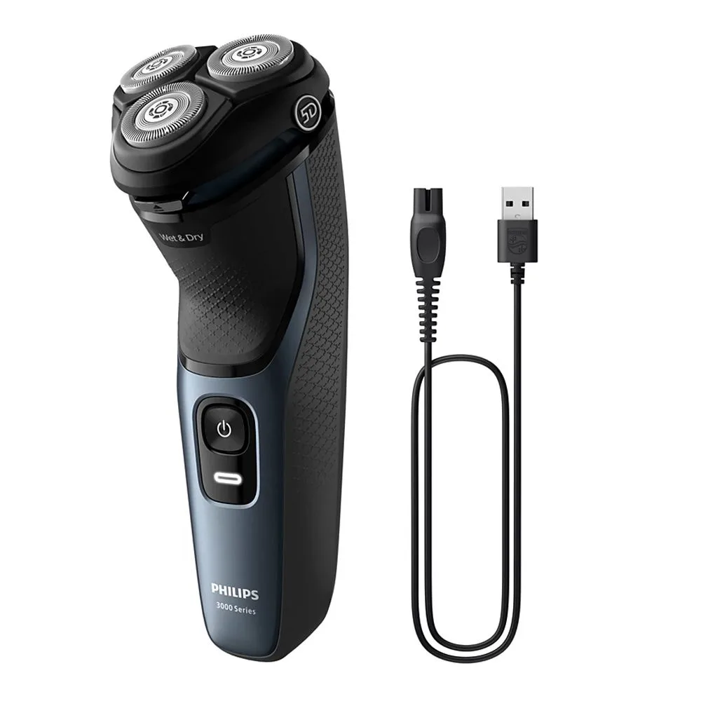 Side view of philips 3000 series wet & dry electric shaver, s3144/00