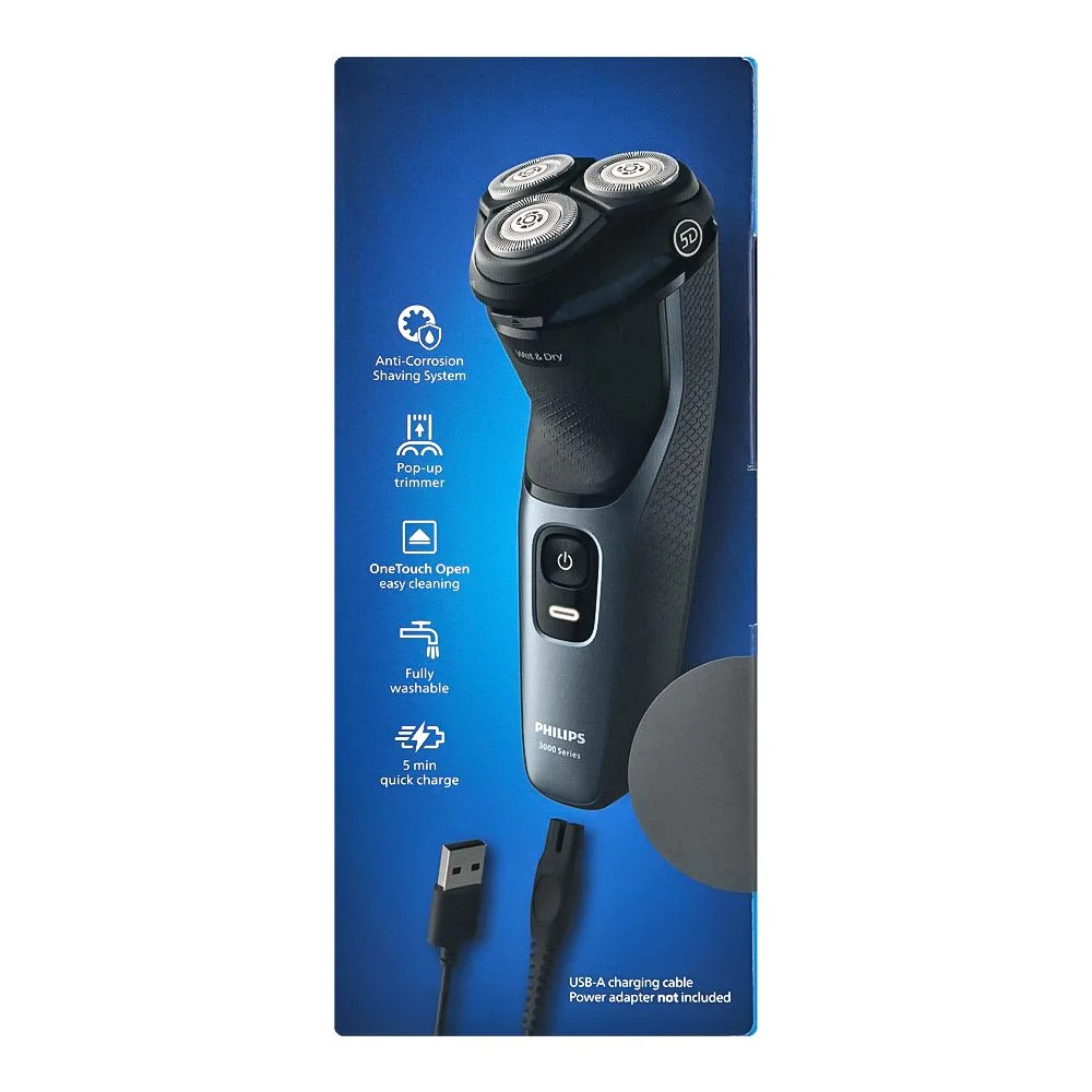 Premium everyday wear philips 3000 series wet & dry electric shaver, s3144/00