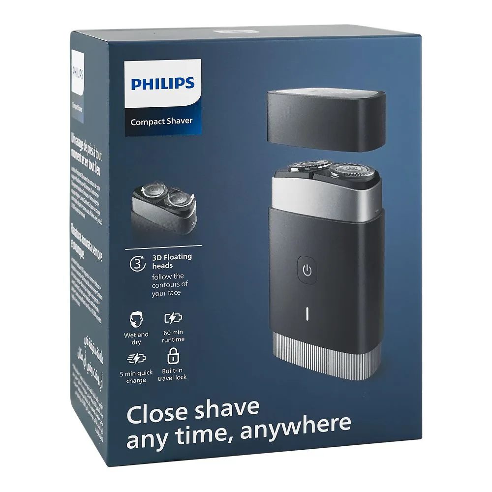 Comfortable casual philips 3d floating heads compact shaver, ipx7 water resistant, 5v, pq888/06