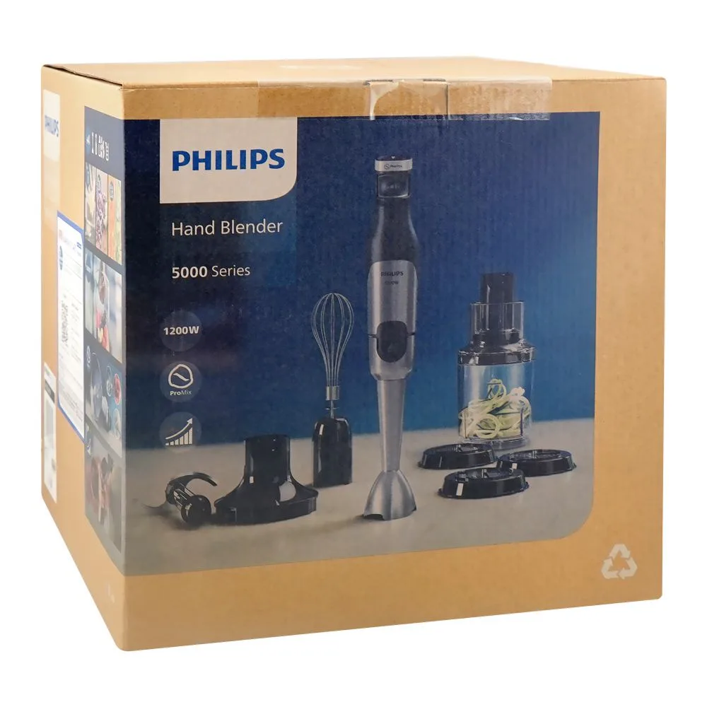 Side view of philips 5000 series hand blender, 1200w, hr2684/00