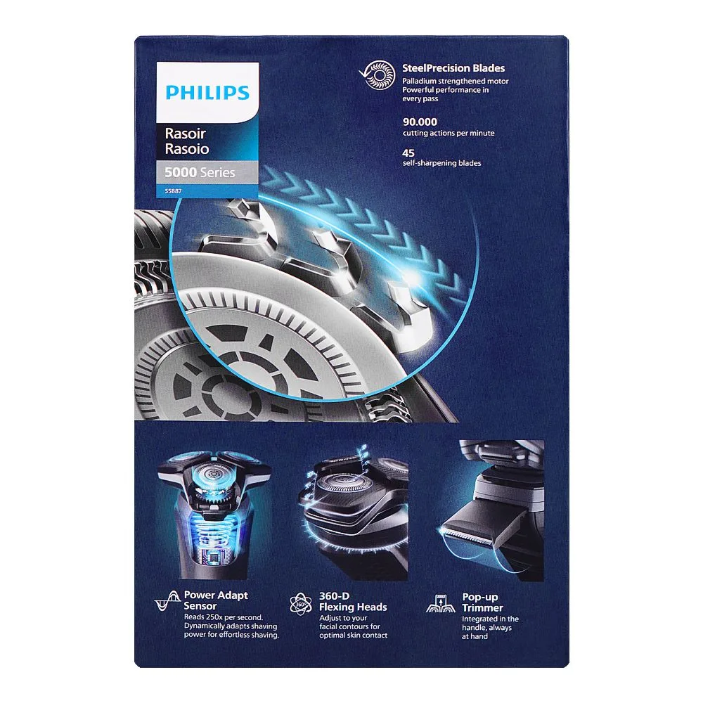 Comfortable casual philips 5000 series wet and dry electric shaver with soft pouch, s5887/10