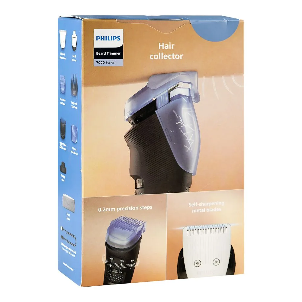 Side view of philips 7000 series beard trimmer, 120 minutes run time, bt-7670/15