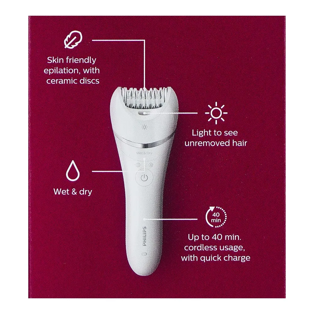 Lifestyle product image of philips 8000 series wet & dry epilator, +5 accessories, bre710/01