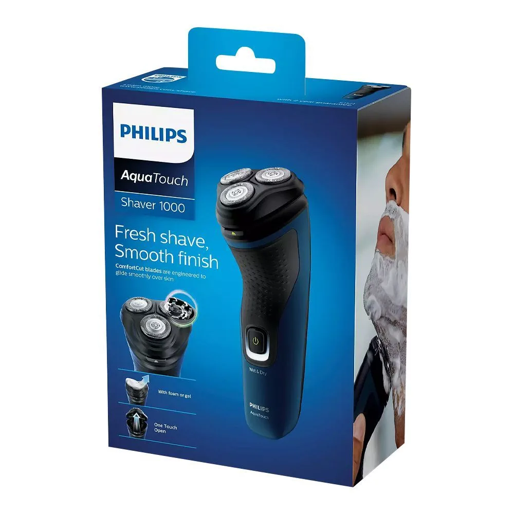 Comfortable casual philips aqua touch 1000 one touch open cordless shaver, 40 minutes run time, washable, s1121/40