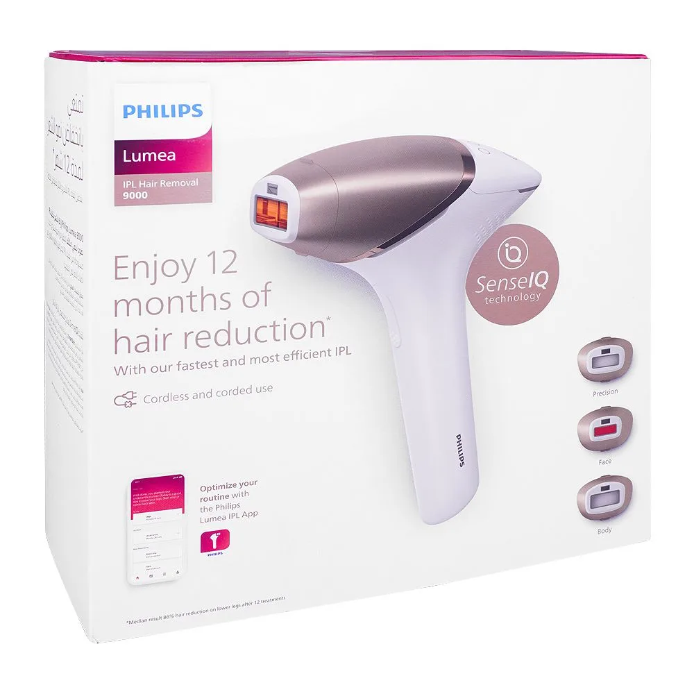 Lifestyle product image of philips lumea ipl hair removal device, senseiq, 3 attachments, cordless, bri955/60
