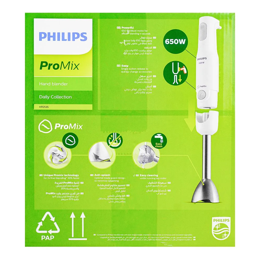 Premium everyday wear philips pro mix hand blender with beaker and compact chopper, 650w, hr-2535/01