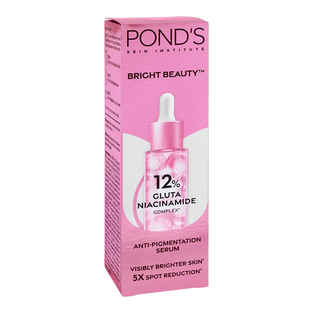 Front angle of pond's bright beauty 12% gluta niacinamide anti pigmentation serum, 30ml