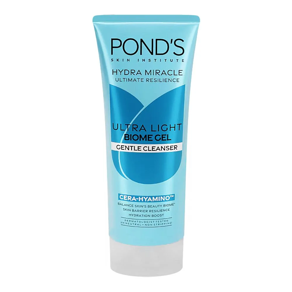 Pond's Bright Miracle Cera-Hyamino Ultra Light Biome Gel Gentle Cleanser, For Hydrated Skin, 90g