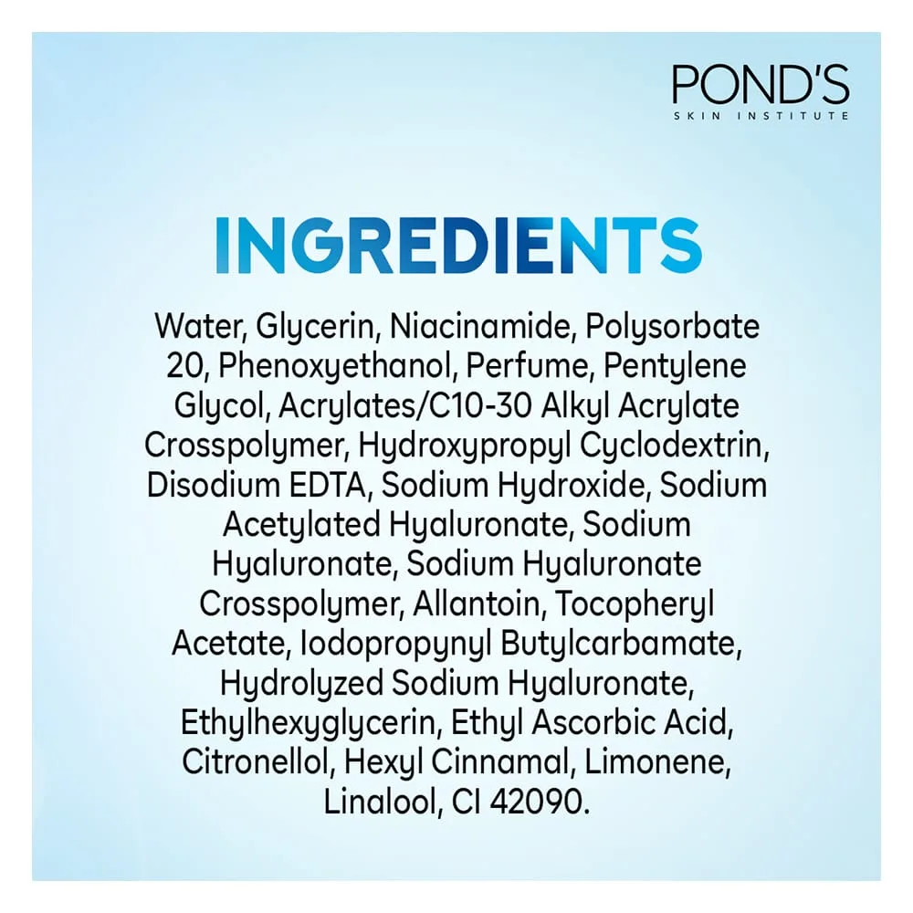 Side view of pond's hydra miracle 2% hyaluronic acid complex barrier strengthening serum, 15ml