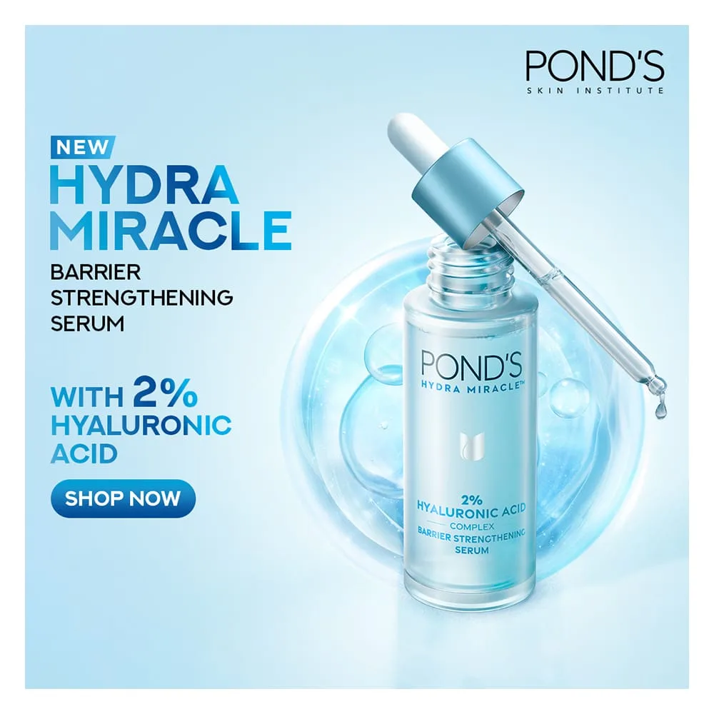 Comfortable casual pond's hydra miracle 2% hyaluronic acid complex barrier strengthening serum, 15ml