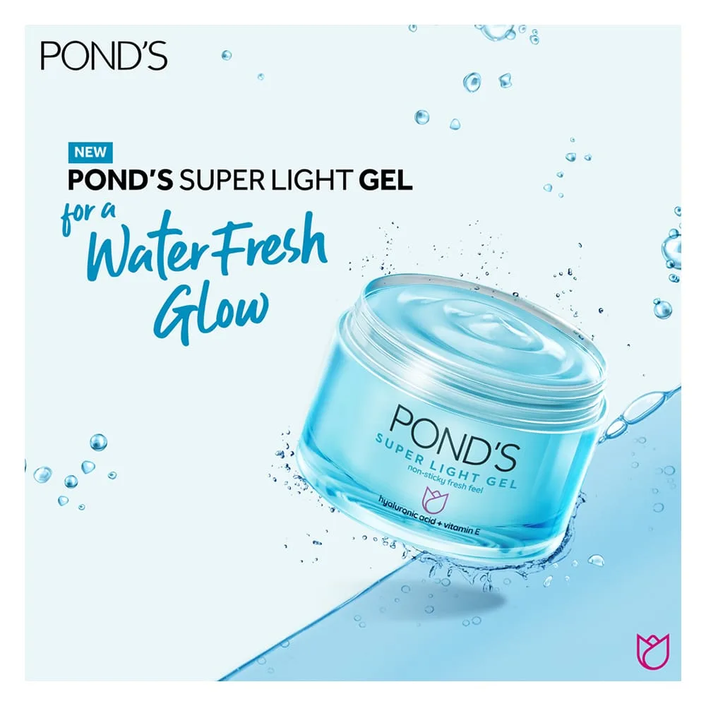 Close-up design of pond's hydra miracle hyaluronic acid super light gel, face moisturizer, 50g