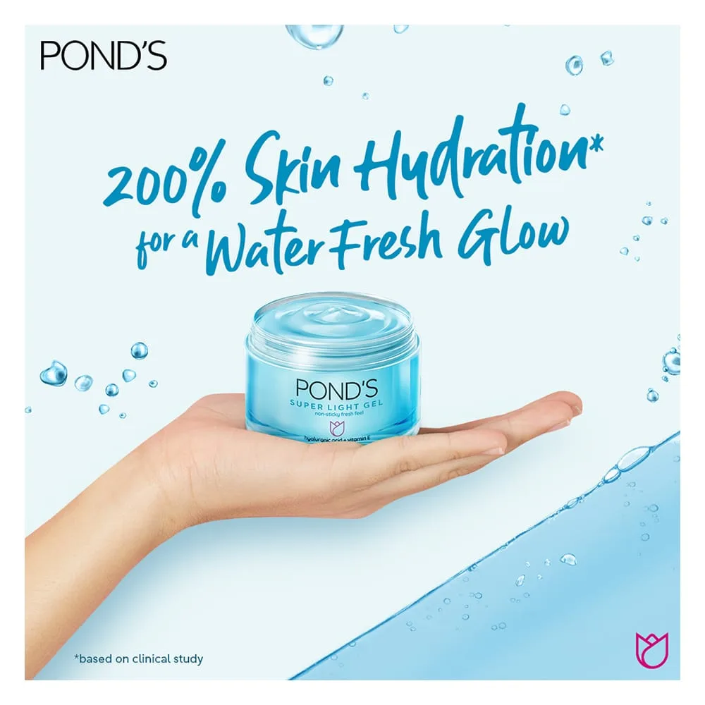 Premium everyday wear pond's hydra miracle hyaluronic acid super light gel, face moisturizer, 50g