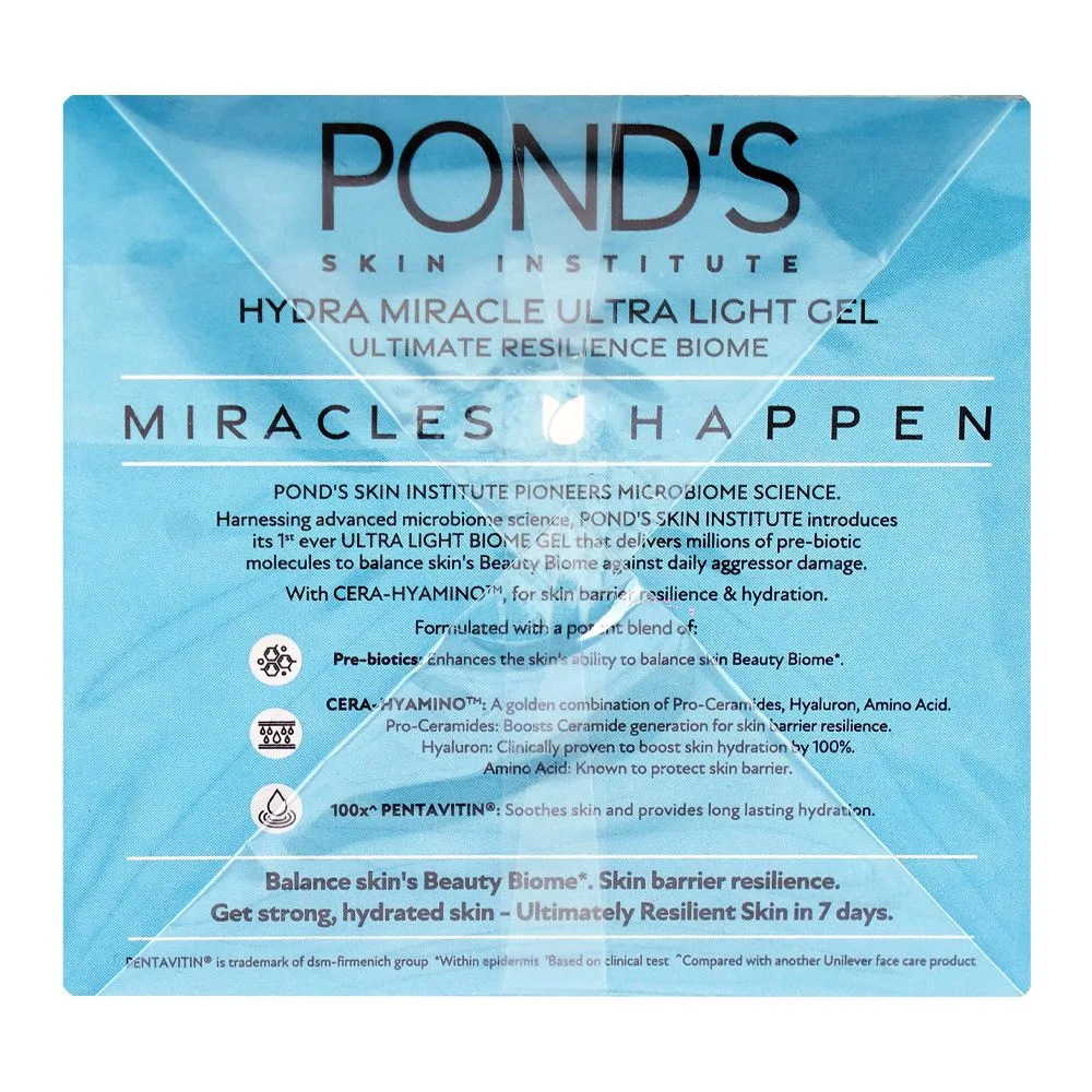 Comfortable casual pond's hydra miracle ultra-light biome gel cera-hyamino cream, niacinamide, amino acid, for skin hydration, 50g