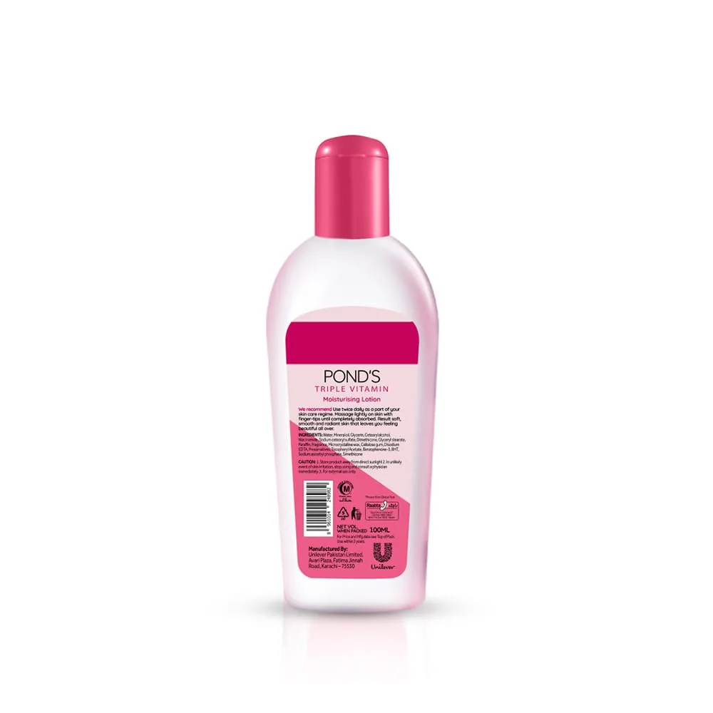 Comfortable casual pond's triple vitamin moisturizing lotion, silky smooth skin, 100ml