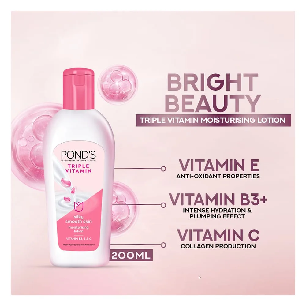 Comfortable casual pond's triple vitamin moisturizing lotion, silky smooth skin 200ml