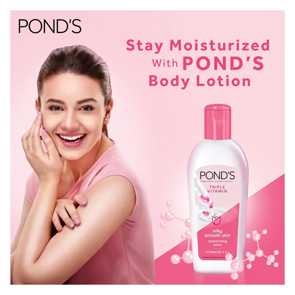 Premium everyday wear pond's triple vitamin moisturizing lotion, silky smooth skin 200ml