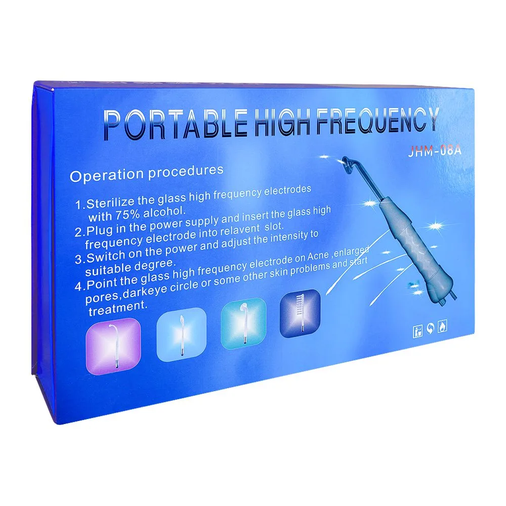 Side view of portable 4-in-1 high-frequency facial machine, portable electrode wand for acne, wrinkles, hair growth, jhm-08a