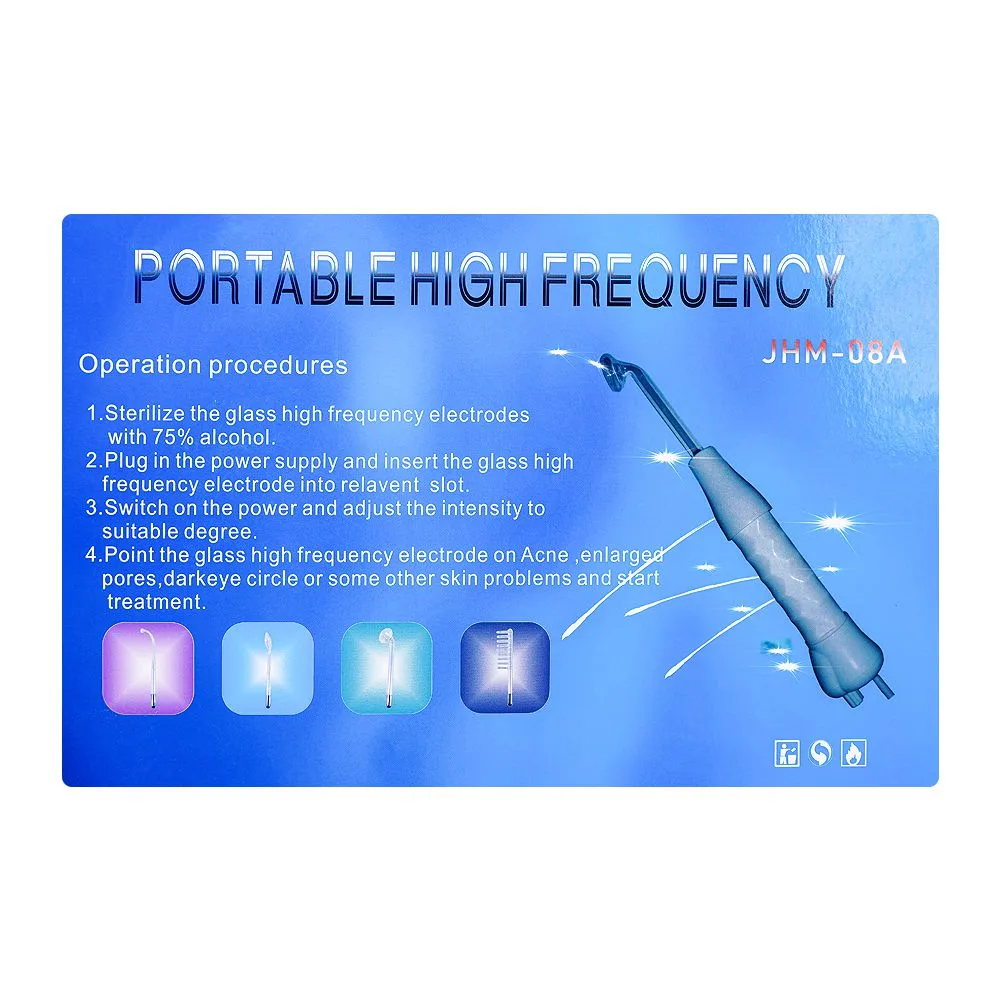 Comfortable casual portable 4-in-1 high-frequency facial machine, portable electrode wand for acne, wrinkles, hair growth, jhm-08a