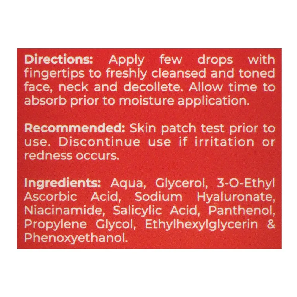 Side view of posch care vitamin c brightening serum, 30ml