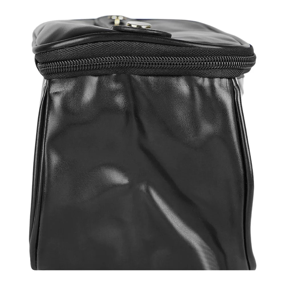 Comfortable casual pu leather transparent makeup bag, travel cosmetic organizer, black, af-63
