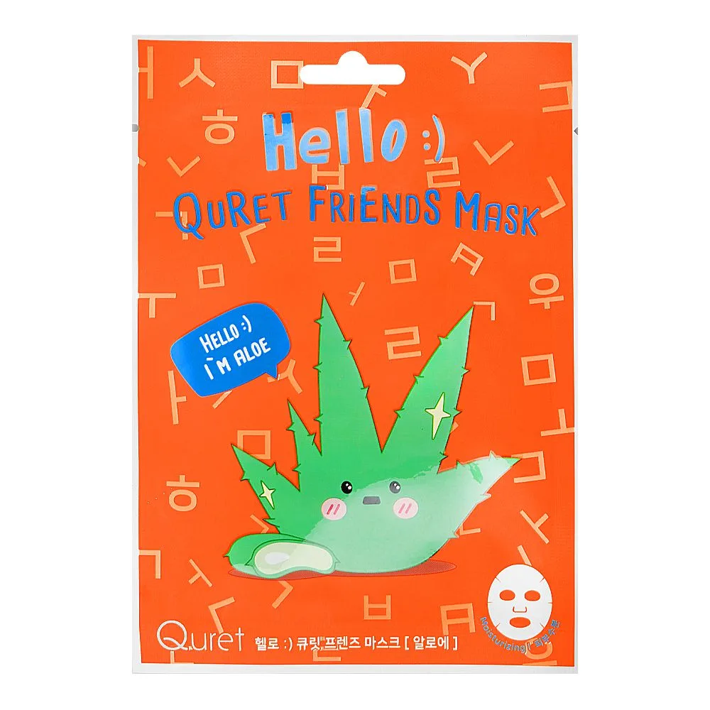 Quret Friends Hello I'm Aloe Sheet Mask, Glycerin, For Dry Skin, 25g