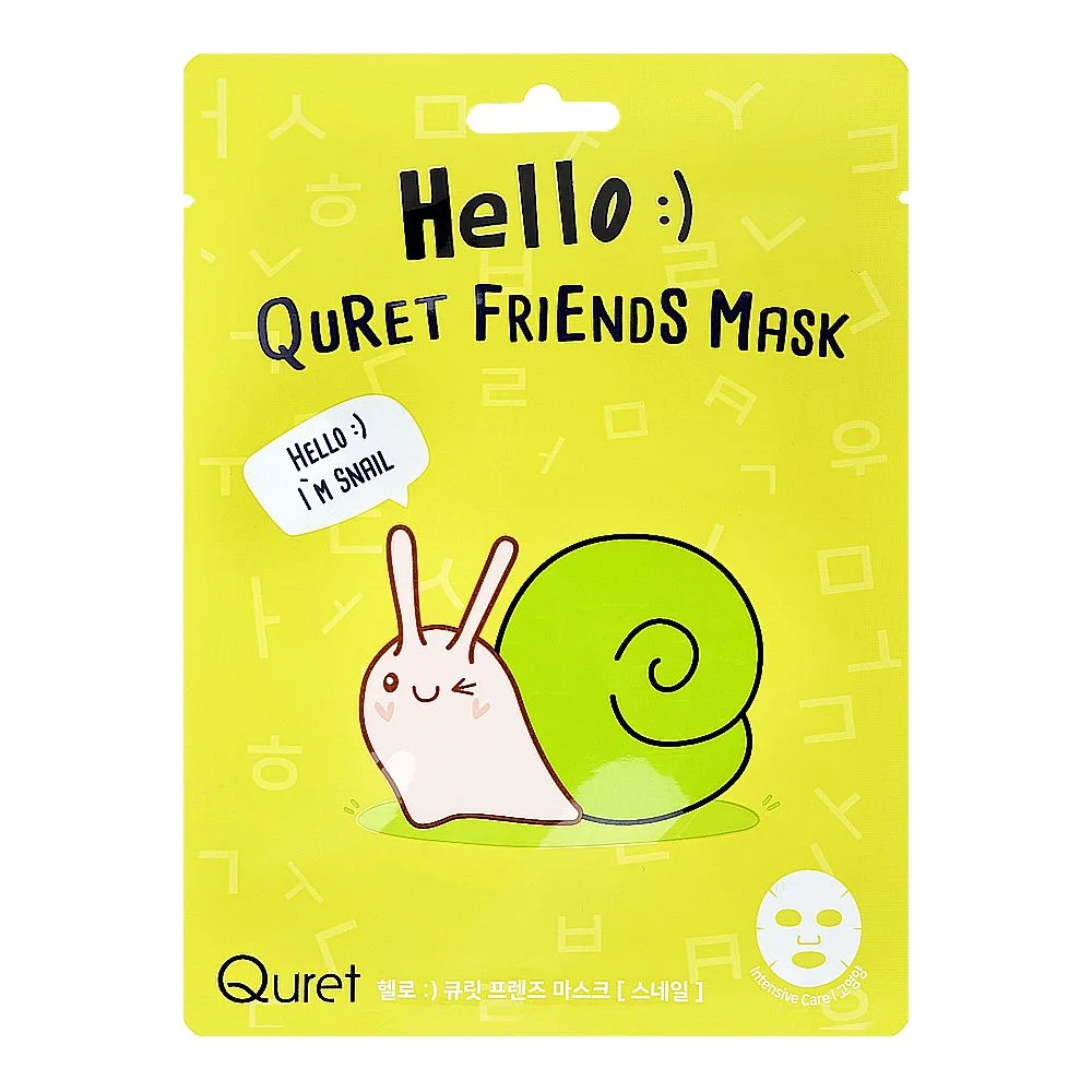 Quret Friends Hello I'm Snail Sheet Mask, Glycerin, For Dull Skin, 25g