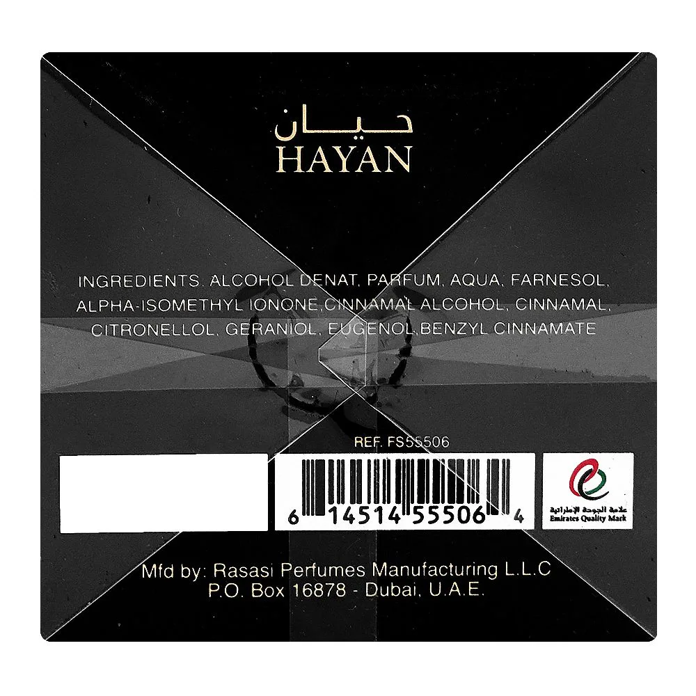 Comfortable casual rasasi al wisam hayan, eau de parfum, for men & women, 100ml