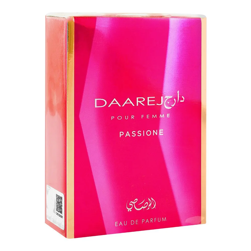 Side view of rasasi daarej passione pour femme, eau de parfum, for women, 100ml
