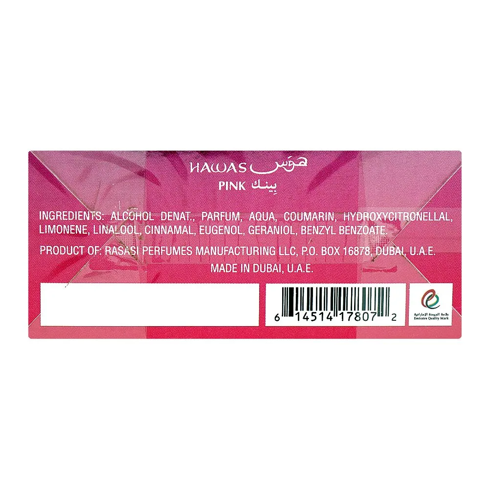 Comfortable casual rasasi hawas pink for her, eau de parfum, for women 100ml