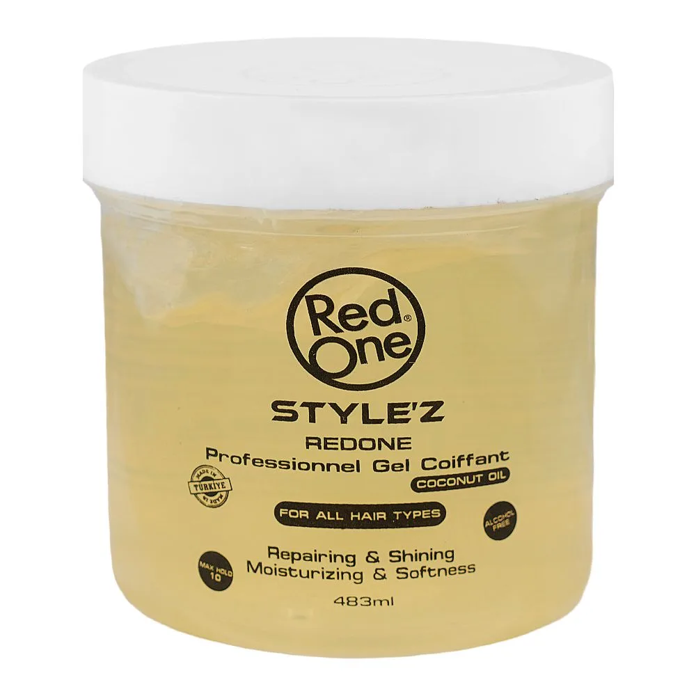 Red One Style'z Coconut Oil Professional Gel Coiffant, Alcohol Free, For All Types Of Hair, 483ml