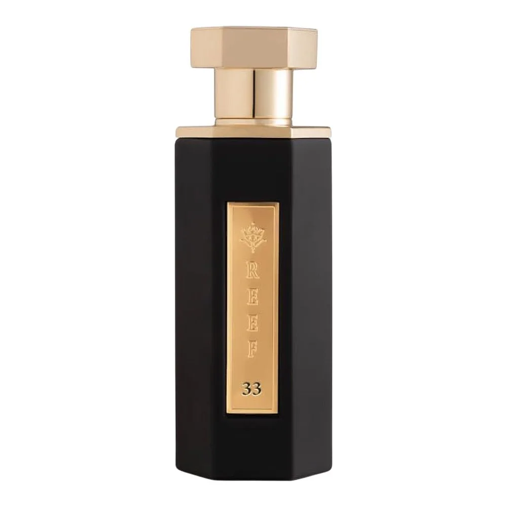 Close-up design of reef 33 parfum, for men & women, 100ml