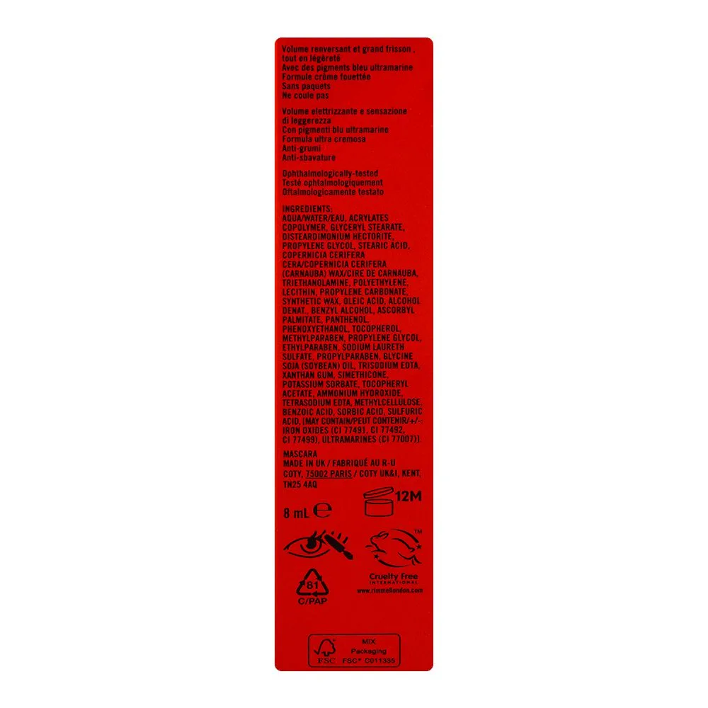 Close-up design of rimmel wonder volume thrill seeker, pitch black