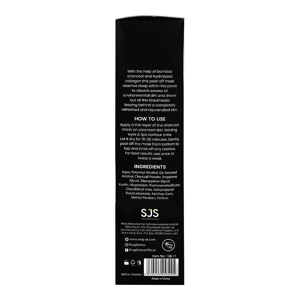 Comfortable casual rivaj pinkish white glow, remove blackheads, charcoal peel off mask, collagen boosting, 100ml