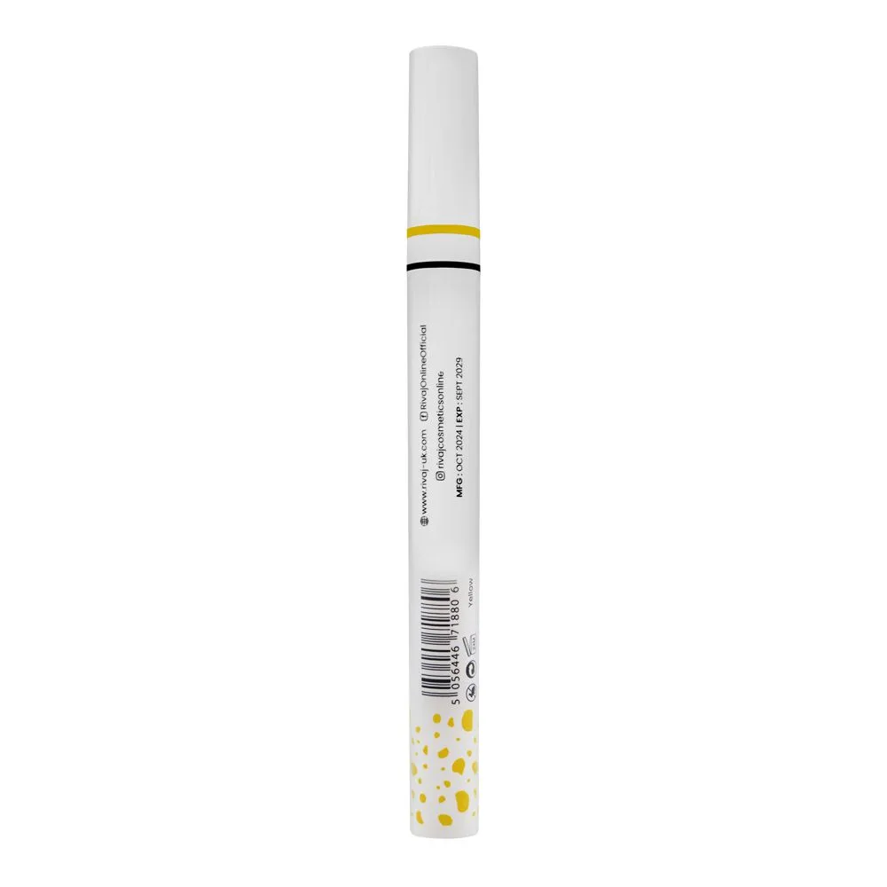 Side view of rivaj uk absolute pigment eyeliner, yellow